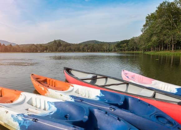 An image that features sea kayaks on a lake