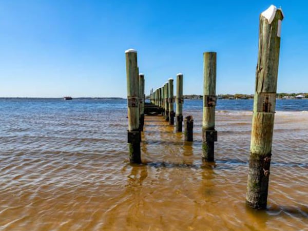 dock pilings under construction