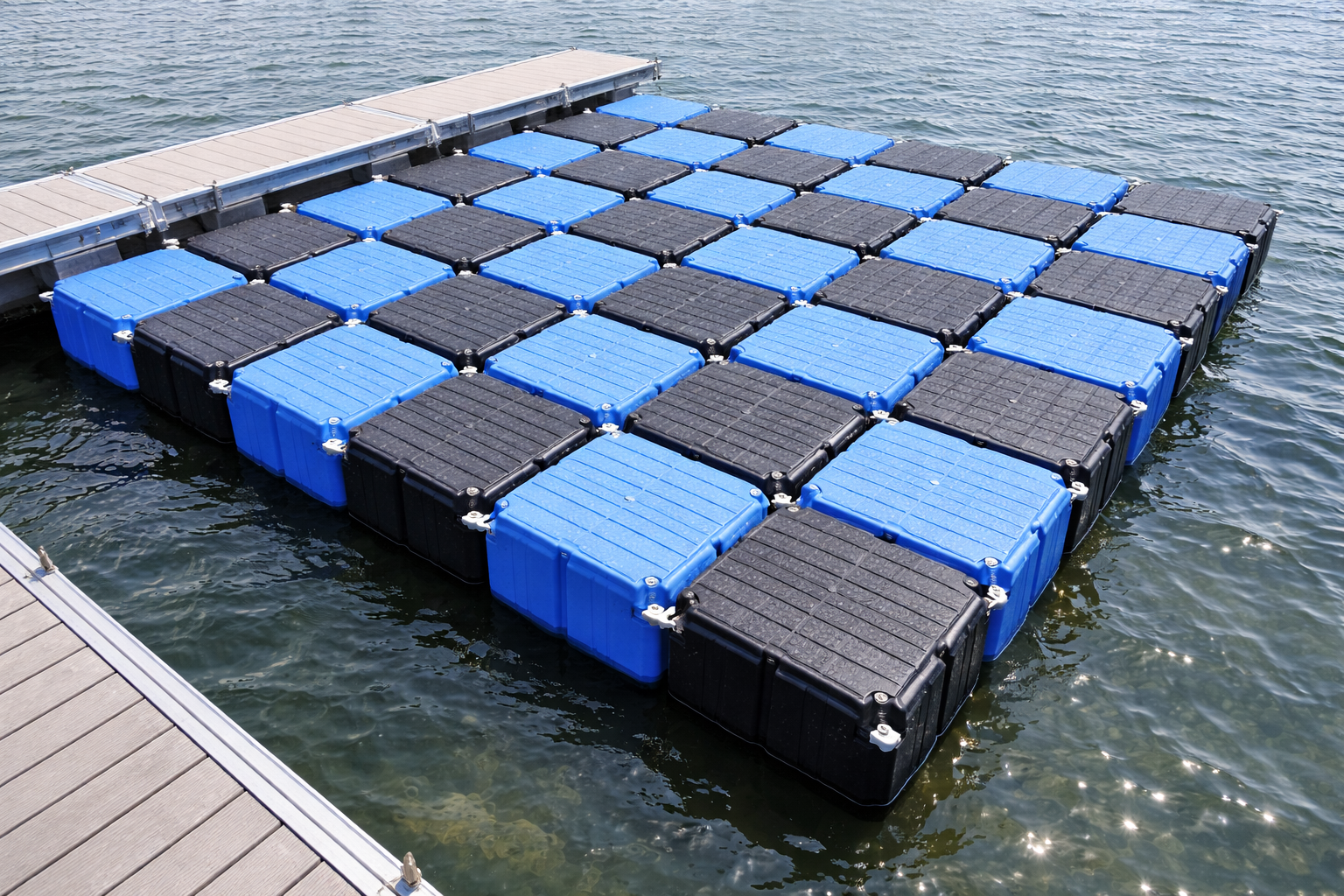 Standard floating dock internal framing and buoyancy distribution