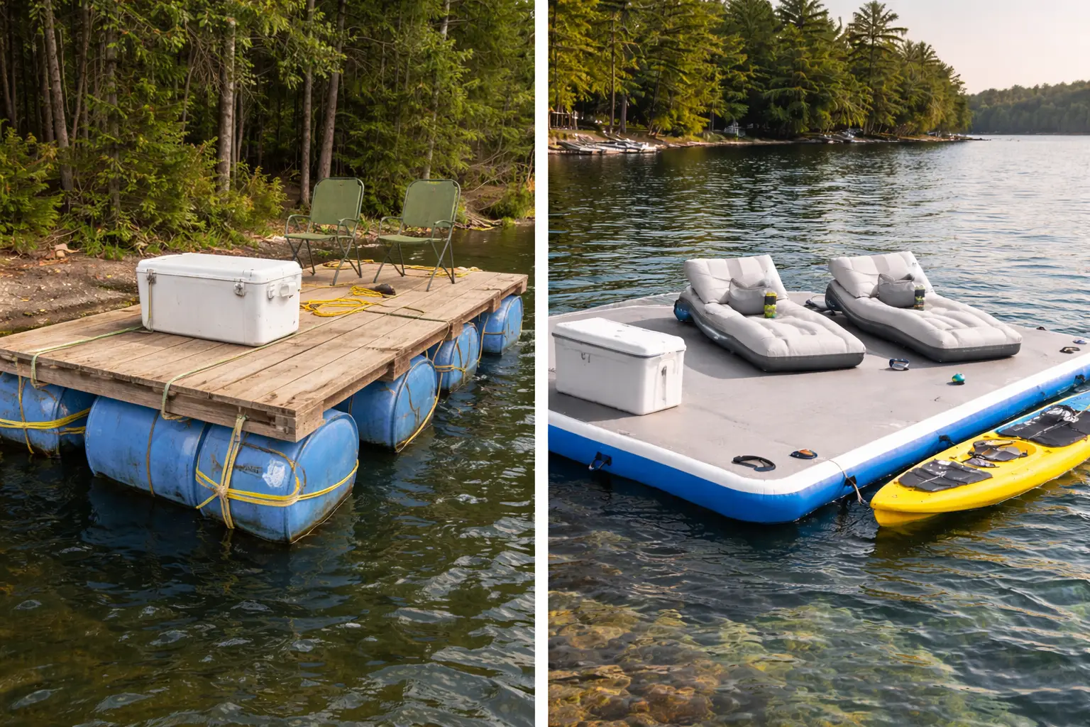 Commercial HDPE floating dock installation vs wood dock
