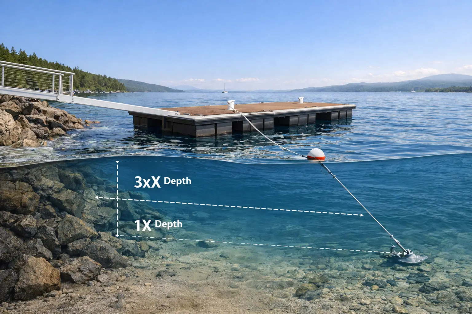 3:1 scope ratio for lake dock anchoring