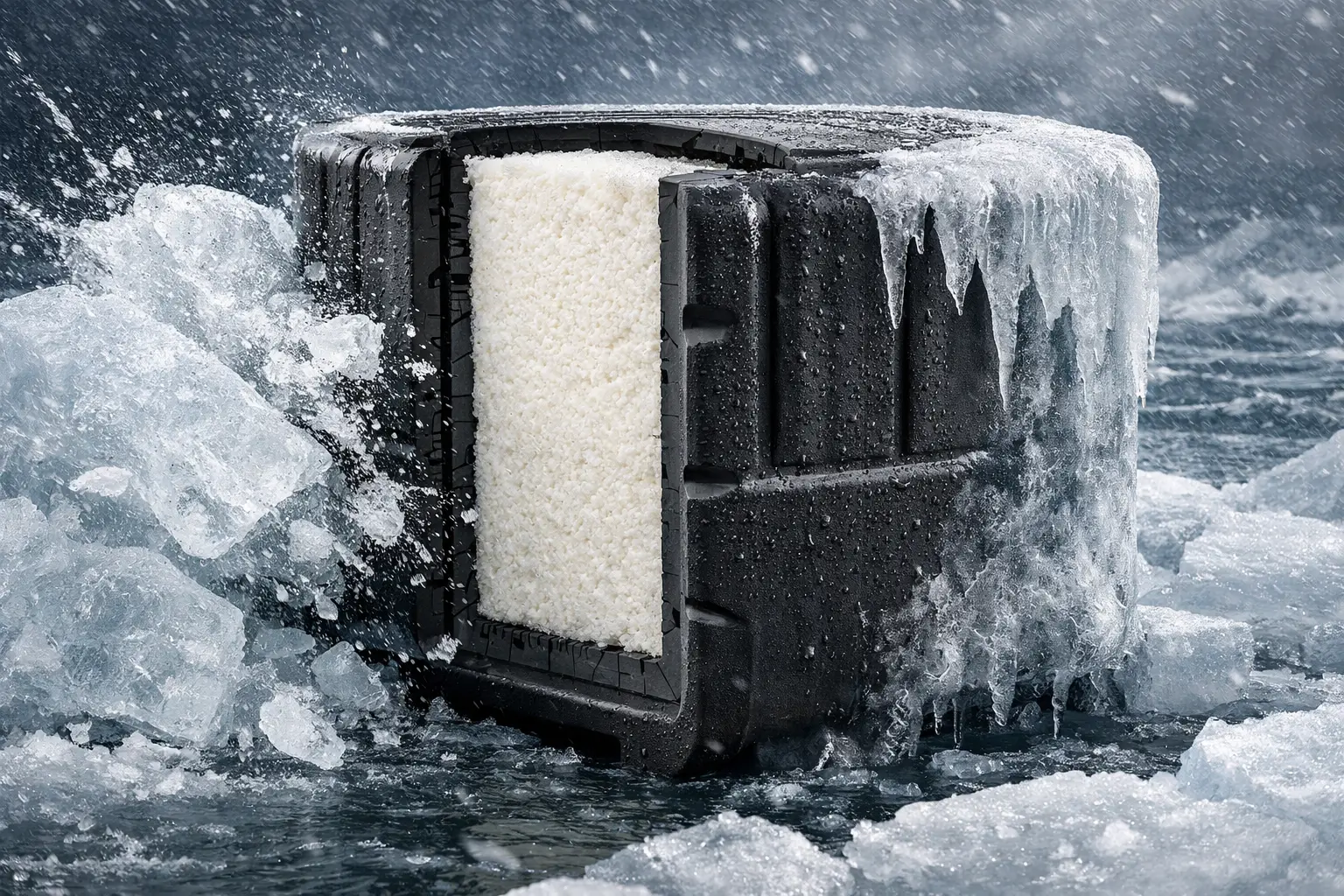 Cross section of dock float shell materials