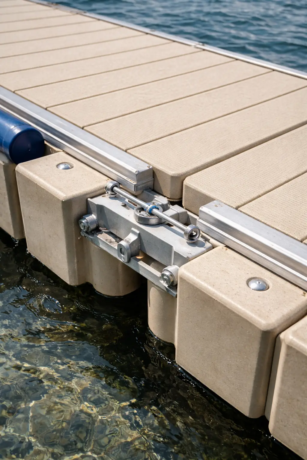 HDPE modular floating dock surface texture and connection