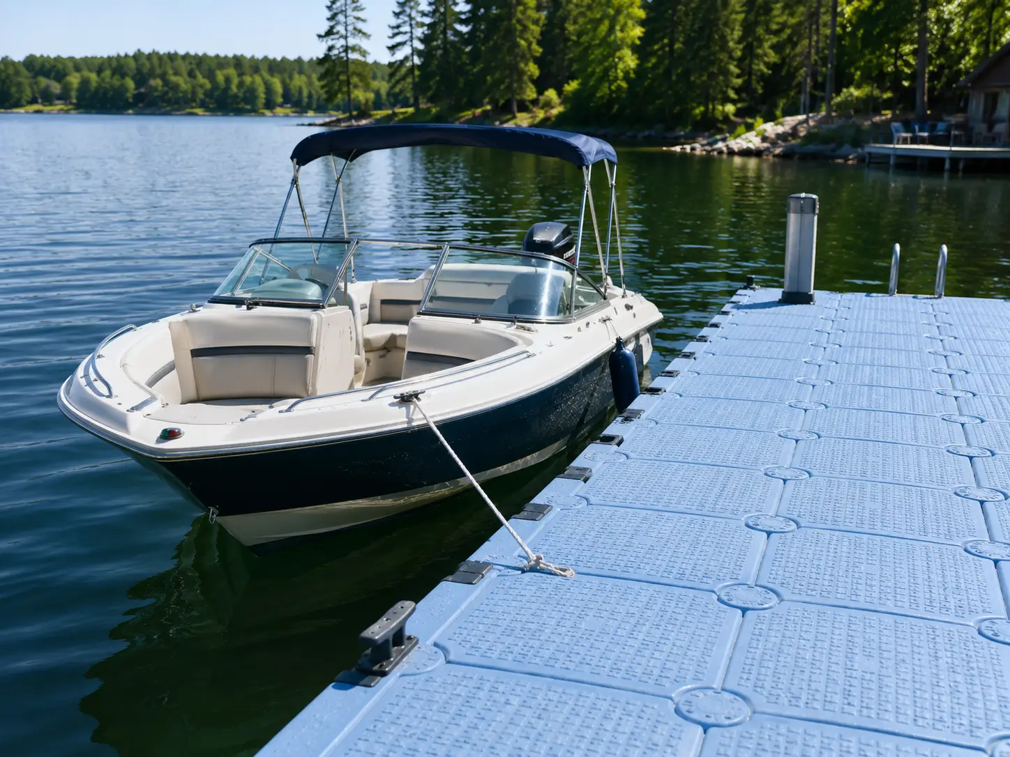 Matching small lake boats with modern floating dock systems